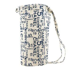 CHANEL Beach bag Shoulder Bag Bysy line logo White cotton Women